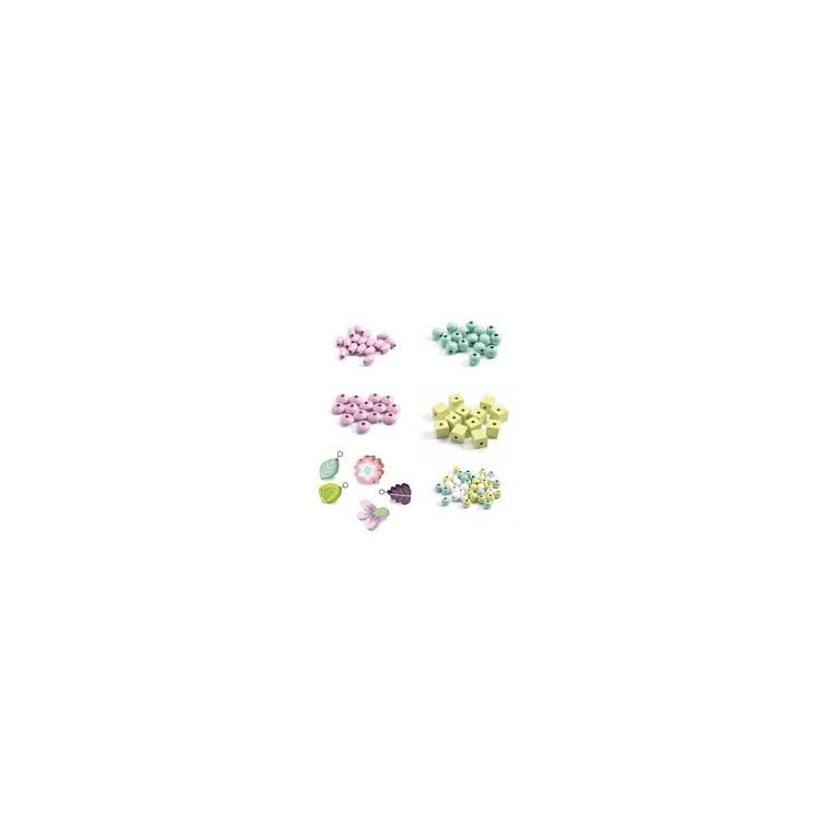 Perles en bois : Feuilles et fleurs