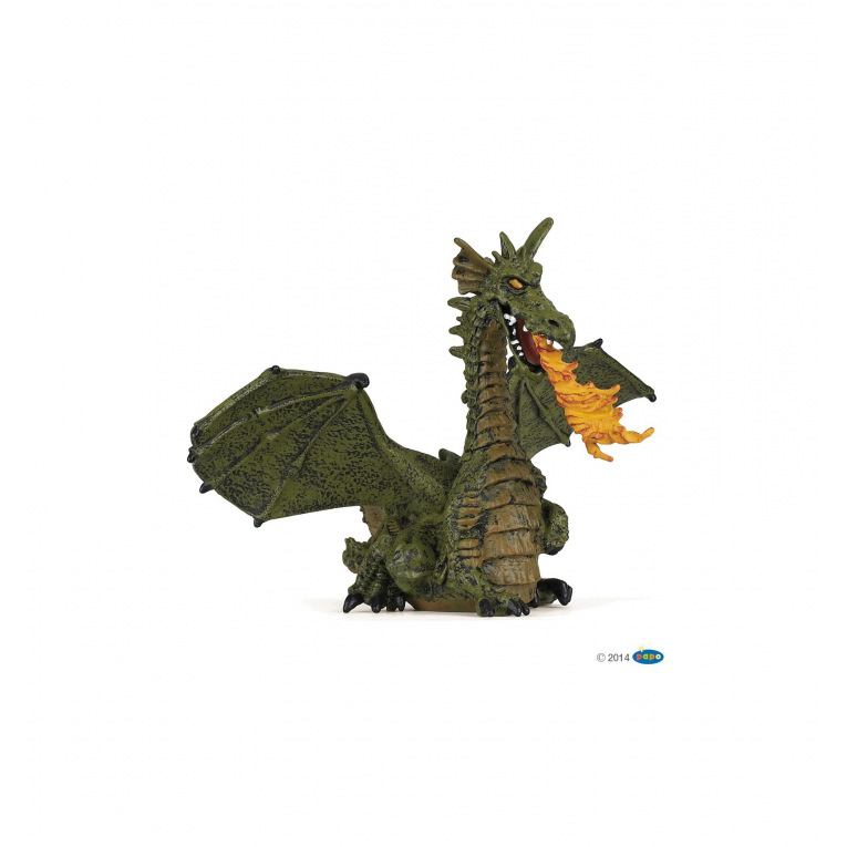 Papo - Dragon ailé vert avec flamme - 39025