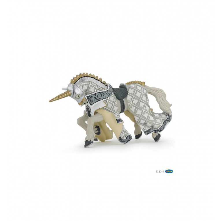 Papo - Cheval du Maître des armes cimier licorne - 39916