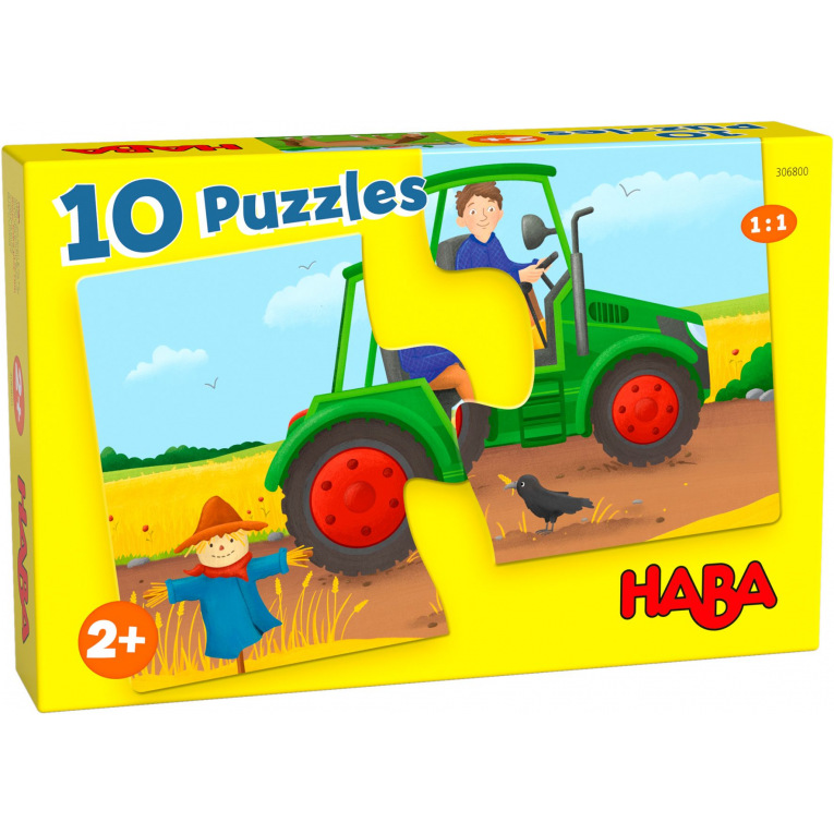 Haba 10 puzzels 2 stukken op de boerderij