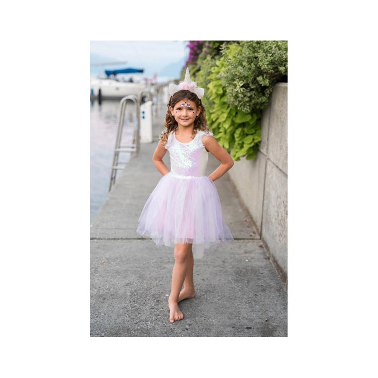 Robe licorne dreamy rose avec coiffe - taille 4-6 ans